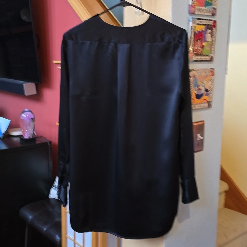 Rag and Bone Victor black Silk/velvet surplice blouse size PS - Picture 11 of 15